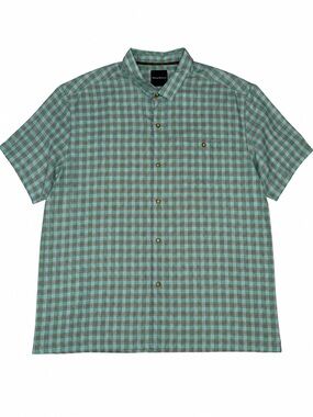 Tommy Bahama Men 3XL 100% Silk Plaid Short Sleeve Button Up Shirt Marlin